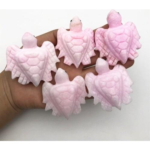 Beautiful 1PC Natural Pink Aragonite Turtle Tortoise Original Stones Hand Carved Crystal Animal Gifts Natural Quartz Crystals