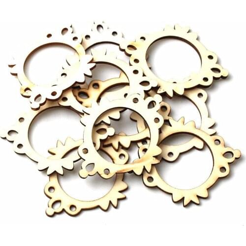 20pcs Round Photo Frame Wood Slices Crafts Diy Scrapbooking Home Decoration Wedding Embellishment Wood Accessory 55x70mm