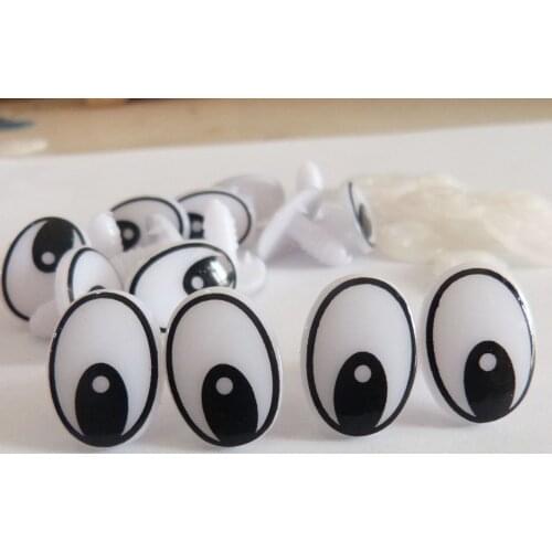 Fashion 15x20mm plastic safety animal toy cartoon eyes & white hard washer for diy doll findings-20pcs-50pcs-100pcs option