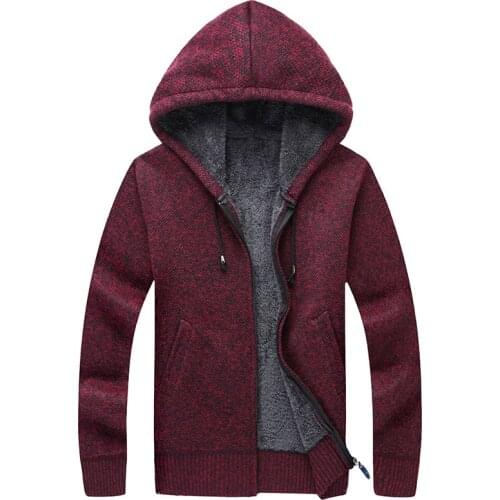 Mens Cardigan Winter Sweater Man Clothes Winter Men Sweatercoat Hooded Cardigan Mens Thick Velvet Jacket Casual Knitted Sweater
