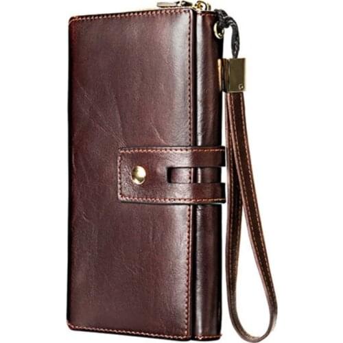 Men Wallet Clutch Genuine Leather Brand Rfid Wallet Male Organizer Cell Phone Clutch Bag Long Coin Purse Man Caed Holder