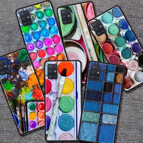 Watercolors Set Paint Palette Case for Samsung Galaxy A51 A71 A21s A12 A31 A52 A41 A32 M31 M30s M51 Soft Silicone Phone Cover