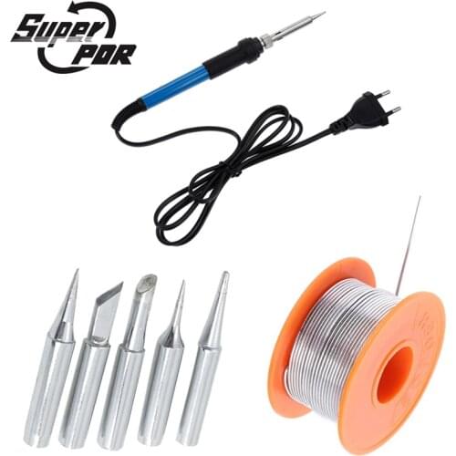 SuperPDR 60W Electric Soldering Iron Kit Temperature Adjustable Soldering Iron Tip Tin Solder Wire For Electrical Soldering Iron