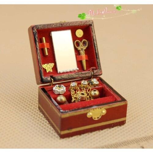 Vintage Sewing Needlework Needle kit box 1:12 Dollhouse Miniature height 2.2CM doll house accessories mini retro jewelry box