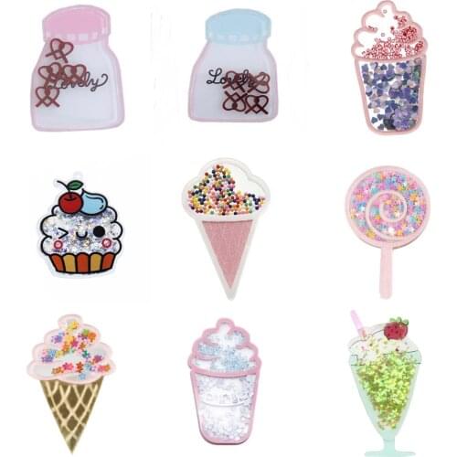 Drinks Cake Quicksand Ice Cream Sequins Flash Blinking Shakers Acrylic Planar Resin DIY Bowknot Home Crafts Decoration,1Yc17961