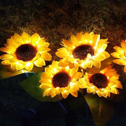 Outdoor Stake Solar Powered Sunflower Shaped IP65 Waterproof Yellow LED Lighting For Garden,Patio, Lawn, Yard, Pathway , Wedding