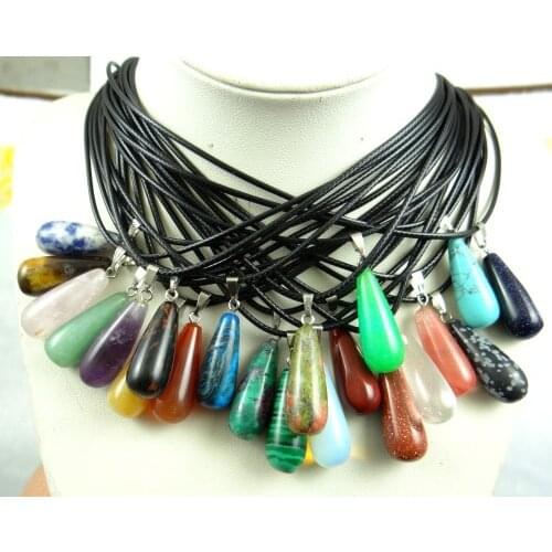 Natural stone Quartz crystal Turquoises tiger eye lapis Water droplets Pendant for diy lJewelry making necklace Accessories A2