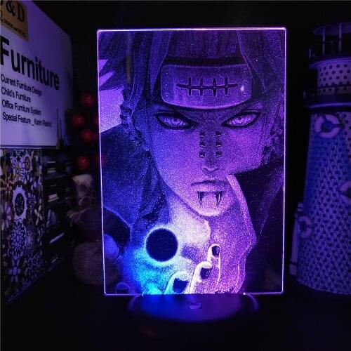 Naruto Pain 3D Night Lights Touch Led Shippuden Anime Lampara Akatsuki Itachi Visual Lighting Decoration Xmas Gift Lamp Led
