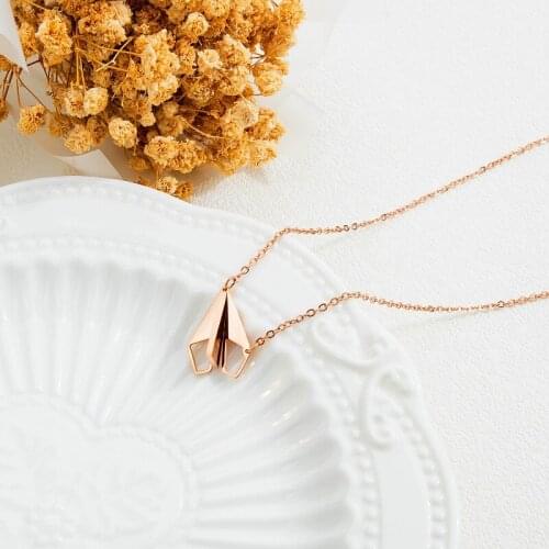 New Fashion Rose Gold Color Aircraft Shape Pendants Necklaces For Women Chain Mens Necklace Jewelry Lovers Necklaces Wholesale