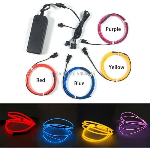 1Meter x 4pieces 2.3mm EL Wire by DC3V Converter Popular Sparkling Neon Led Strip Holiday DIY Decoration for Halloween