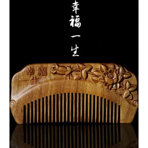 Professional Health Care Comb Anti-static Massage Natural Green Sandalwood Comb Handmade Wood Hair Brush Wedding/Birthday Gift