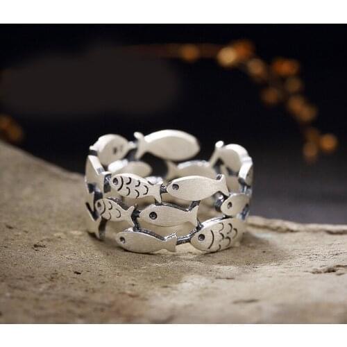 Romantic Trendy Charm Fish Rings For Women Men Boho Knuckle Party Rings Punk Cocktail Jewelry Girls Gift