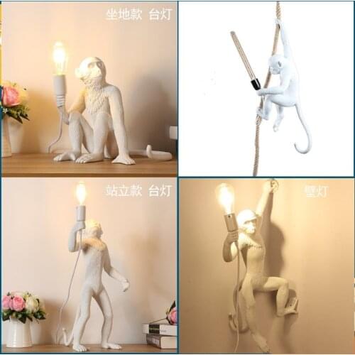 Nordic Art Decoration Monkey Hemp Rope Chandelier Personal Clothing Store Industrial Resin Animal Gold White Black Chandelier