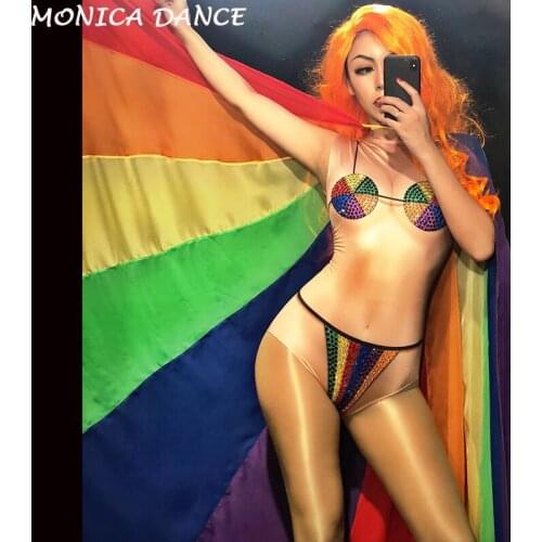 Sparkling Crystals Jumpsuit Women Sexy Stage Colorful Series Bodysuit for Singer Nightclub Party Dancer Singer Stage Wear