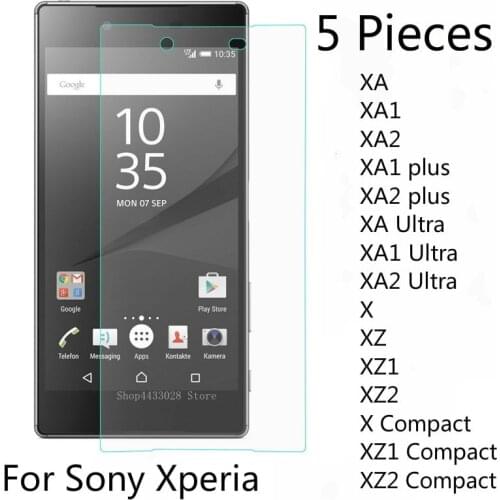 5 PCS Tempered Glass For Sony Xperia XA XA1 XA2 Plus Ultra Screen Protector For Sony X XZ XZ1 XZ2 Compact Protective Film Glass