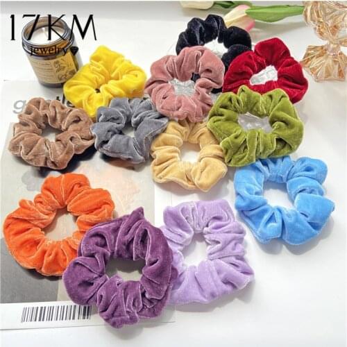 Rainbow Color Velvet Scrunchie For Women Girls Solid Autumn Elastic Hair Bands Silk Hair Ties Headwear Hair Accessories