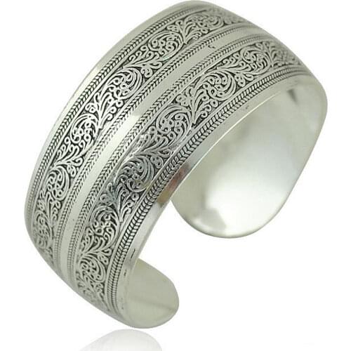 JShine Bohemian Jewelry Vintage Woman Bracelet and Bangles Antique Silver Color Women Bracelets Bangles Ethnic Wide Cuff Bangle