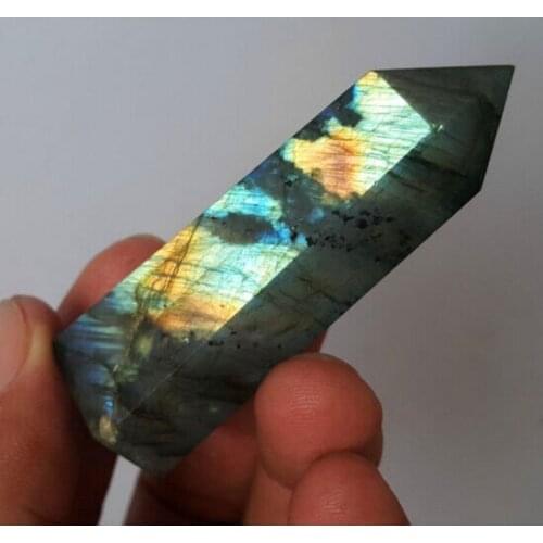1pcs Natural labradorite QUARTZ CRYSTAL DT WAND POINT HEALING