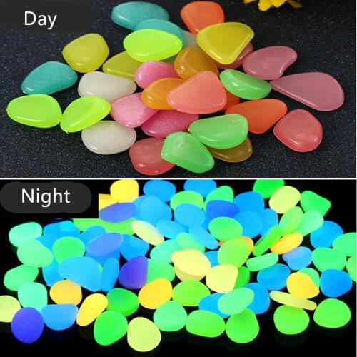 10PCS Artificial Pebbles Stones Glow In The Dark Luminous Cobblestones Garden Fish Tank Aquarium Decoration Home Ornament Supply