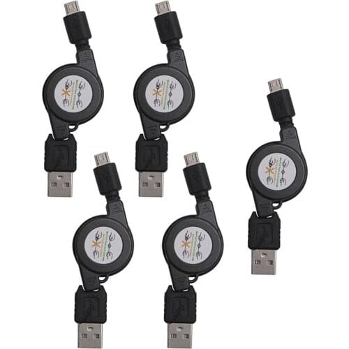 5 Pcs Micro USB to USB 2.0 Retractable Data Sync Charger Charging Cable Cord New