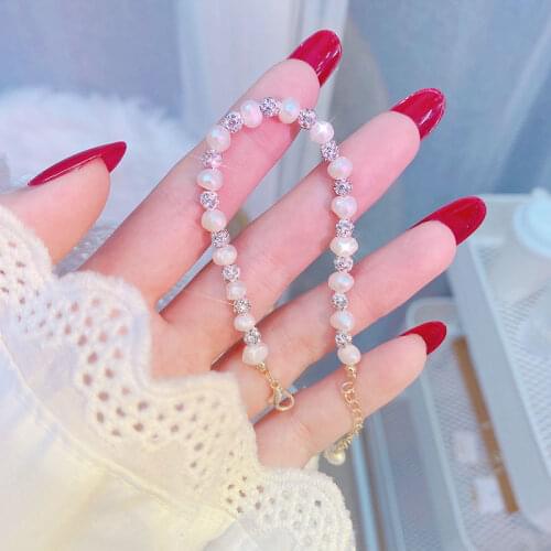 Ins Hot Sale 14K Gold-Plated Beaded Bracelets Pearl Bracelet Exquisite Shine Minimalist Bright Bracelet For Women Accessories