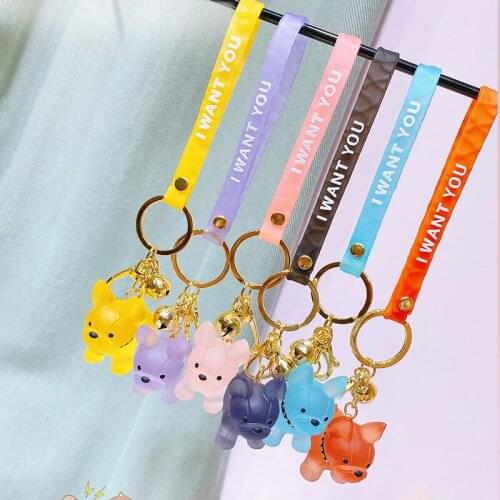 1Pcs Nice Gift Unisex Korean Style Unisex Key Ring French Bulldog Car Interior Cartoon Keyring Metal 3D Keychain DIY Pendant