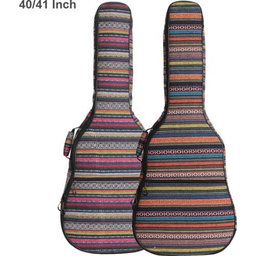 40 /41 Inch Folk Style Knitted Acoustic Guitar Case Gig Bag Double Straps Pad Cotton Thickening Soft Cover Waterproof Backpack