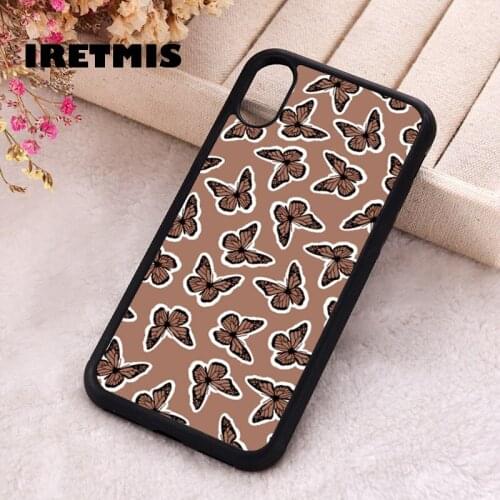 Iretmis 5 5S SE 2020 Phone Cover Case for iPhone 6 6S 7 8 Plus X Xs XR 11 12 Mini Pro Max Silicone flowers brown butterflies