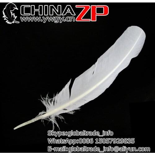 CHINAZP Factory www.ywgy.cn 500pcs/lot 30~35cm(12~14inch) Length Hot Sale Bleached White Turkey Rounds Quill Feathers