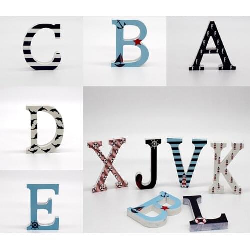 Wooden Navy Style Letters Wood Alphabet Ornament for Home Decor Name Design Ocean Party Decorations DIY Crafts 1PC