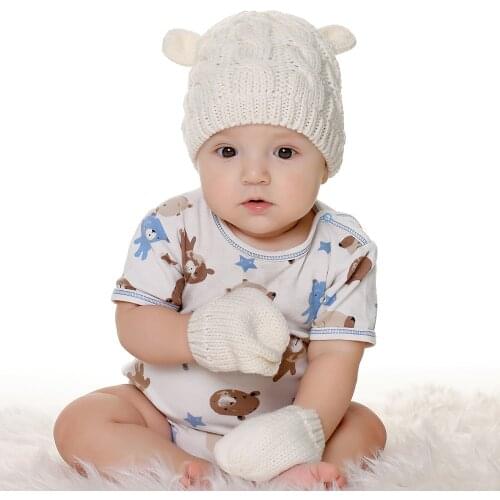 Baby Hat Gloves Set Winter Warm cap Baby Boy Girl Beanie Solid Color Infant Toddler Fleece Cap Gloves Warm Cap Hooded