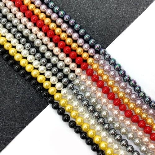 Wholesale Natural Shell Round Beads Shell Pearl Ladies Jewelry 4-12mm Can Be Used for DIY Jewelry Making Length 15.5 Inches