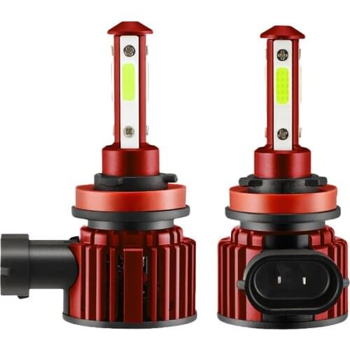 F8 4-Sides Glow LED Car Headlight Automobile LED Lamp Upgrade Section Universal Car Headlight H8/H9/H11 Red