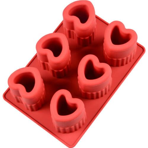 6 Cavity 3D Heart Ice Cube Mold Silicone Ice Mold DIY Homemade Ice Cue Tray Decorating Tools