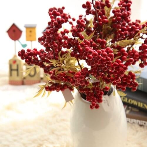 Artificial Flowers and Berries Simulation Plant Wedding Bouquets Home Party Decoration Accessories Garden Flower Arrangement DIY