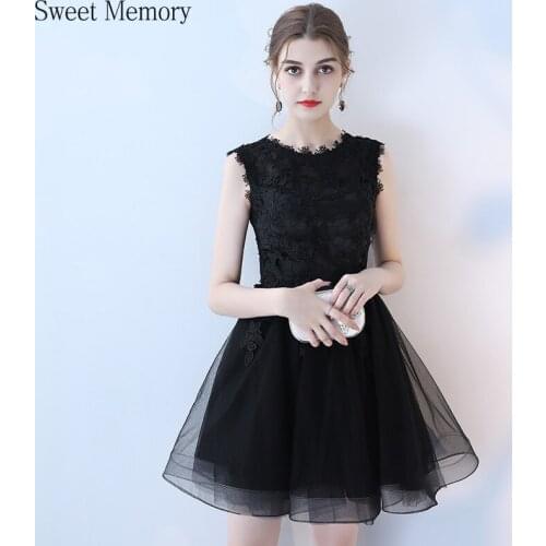 J7100 Wine Red Black Champagne Sliver Lace Organza Above Knee Mini Prom Dresses Party Formal Dress Homecoming Graduation Dress