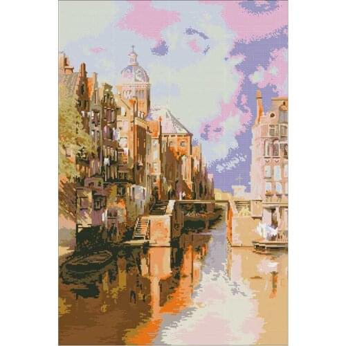 Canal passage scenery patterns Counted Cross Stitch 11CT 14CT 18CT DIY Chinese Cross Stitch Kits Embroidery Needlework Sets