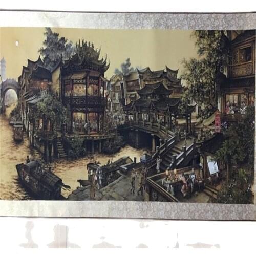 Chinese Old long Scroll Painting Nanxiang Old Dream Picture