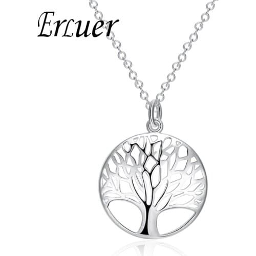 Classic Collares Femme Tree of Life Pendant Necklace For Women Fashion Silver Plated Jewelry Chain Necklaces Children Girl Gift