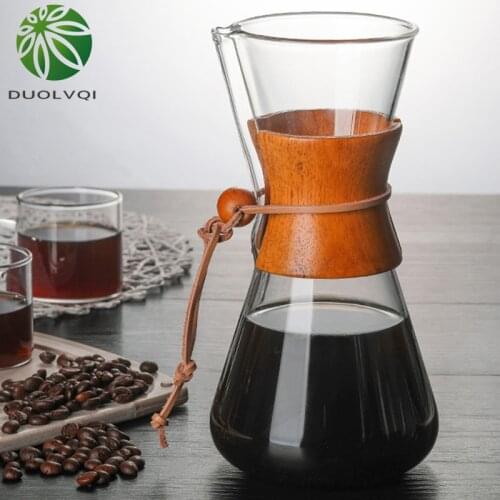 Duolvqi Heat Resistant Glass Coffee Pot Reusable Stainless Steel Drip Filter Coffee Maker Practical Coffeeware 550ml