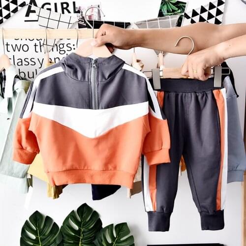 Autumn Hooded Pullover Sweater Suits Fpr Boys Casual Sports Tracksuit Fahion Children Tops+Pants 2 Pcs Sets For Kids 1-5 Years