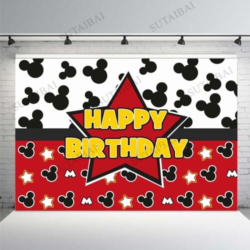 Mouse Birthday Backdrop Cartoon Party Star Girl Decoration Kids Baby Shower Newborn Customize Background Photography Photocall