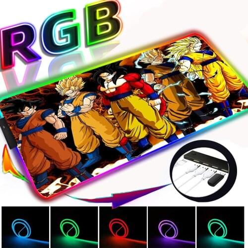 Anime Mouse Pad Rgb with 4 Ports USB HUB Mouse Keyboard Table Pad Large Gaming Accessories Mousepad LED Light Gamer Game Carpet