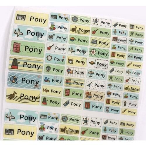 Boy Cartoon Pattern Iron On Stickers Name Labels Custom Kids Personalized Waterproof Tags For Children Clothes School Uniforms