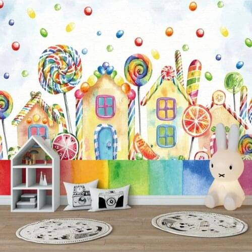 Milofi custom 3D wallpaper mural cartoon house lollipop children room background wall decoration wallpaper mural
