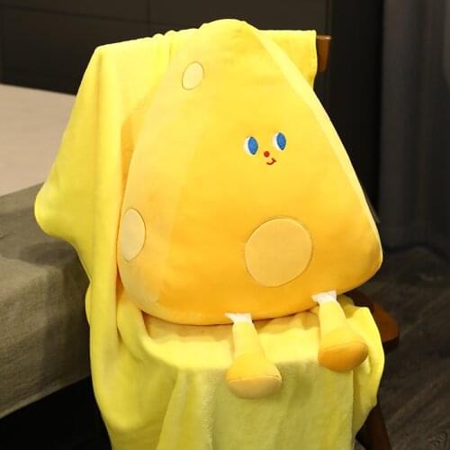 30/40/50CM kawaii Cheese Cake Plush Toys Creative Food Pillow with Blanket for Girls Sofa Cushion Stuffed Cute Birthday Gifts