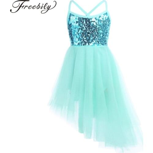 Fashion Girls Sequins Tulle Professional Ballet Tutu Dress Girls Gymnastics Leotard Stage Lyrical Dance Costumes Kids Dance Wear