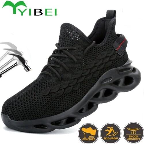 Mens new steel-toed work boots safety shoes casual breathable outdoor shoes puncture-proof comfortable industrial boots