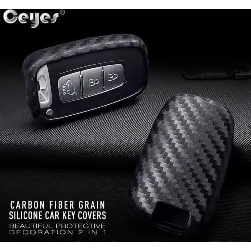 Ceyes Smart Button 2 3 4 Sticker Remote Car Styling Accessories Case For Hyundai IX35 Tucson For Kia Sorento Carbon Fiber Covers