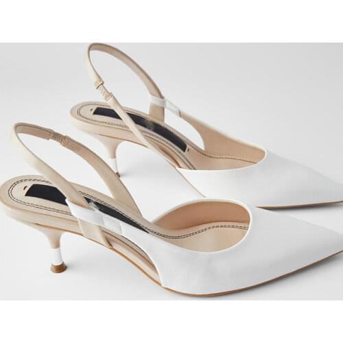 LMCAVASUN 2020 summer new Black office high heels Womens shoes white Pointed Fine heel High heels